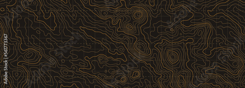 Topographic map patterns, dark topography line map. Outdoor vector background, editable stroke