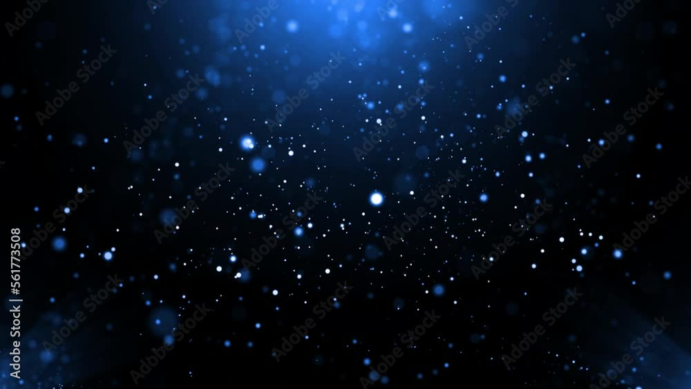 Beautiful Blue Shimmering Particles With Lens Flare On Black Background Loop Beautiful Blue Shimmering Particles With Lens Flare On Black Background Loop