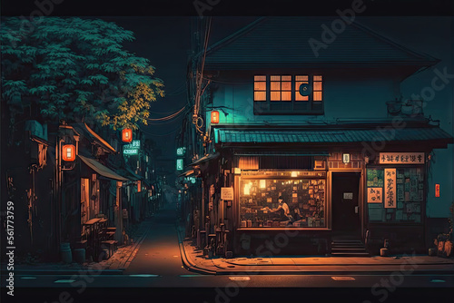 Canvas Print Lofi tokyo street at night