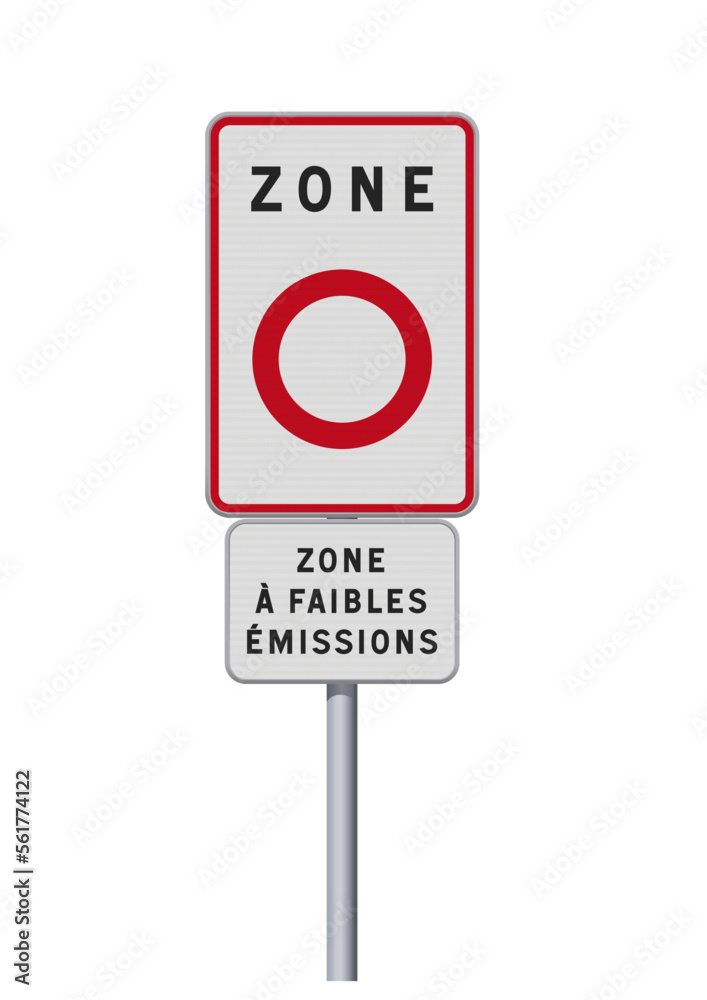 Panneau routier de zone à faibles émissions (ZFE) en vectoriel Panneau routier de zone à faibles émissions (ZFE) en vectoriel