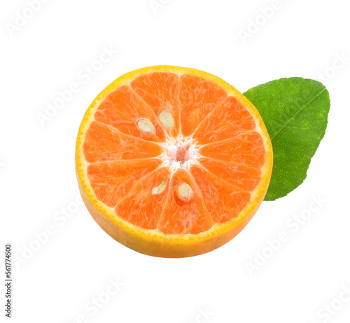 tangerine or mandarin fruit with leaves isolated transparent png