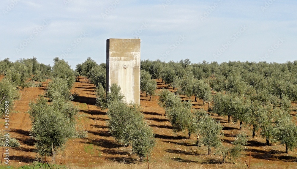 Modern cement water tank for irrigation of fields with olive trees Modern cement water tank for irrigation of fields with olive trees