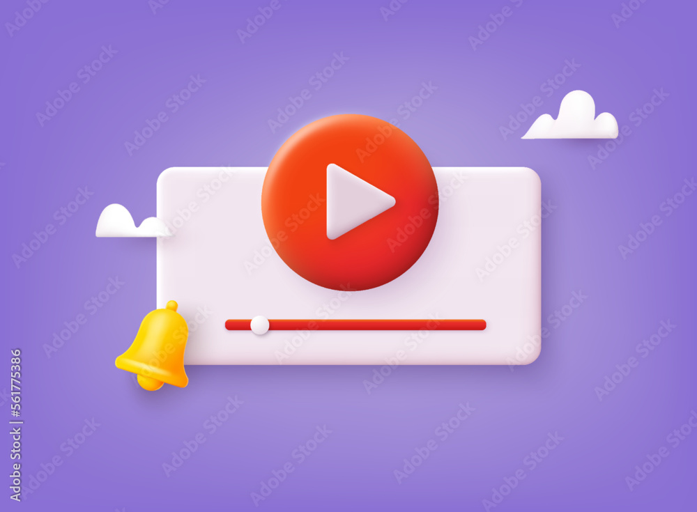 Video channel online icon. Video windows flying in air. Internet video clips  and tube concept. 3D Web Vector Illustrations. Stock Vector | Adobe Stock