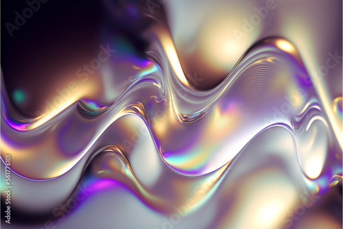 透明なガラスの波と柔らかな光の抽象的な背景, Generative AI