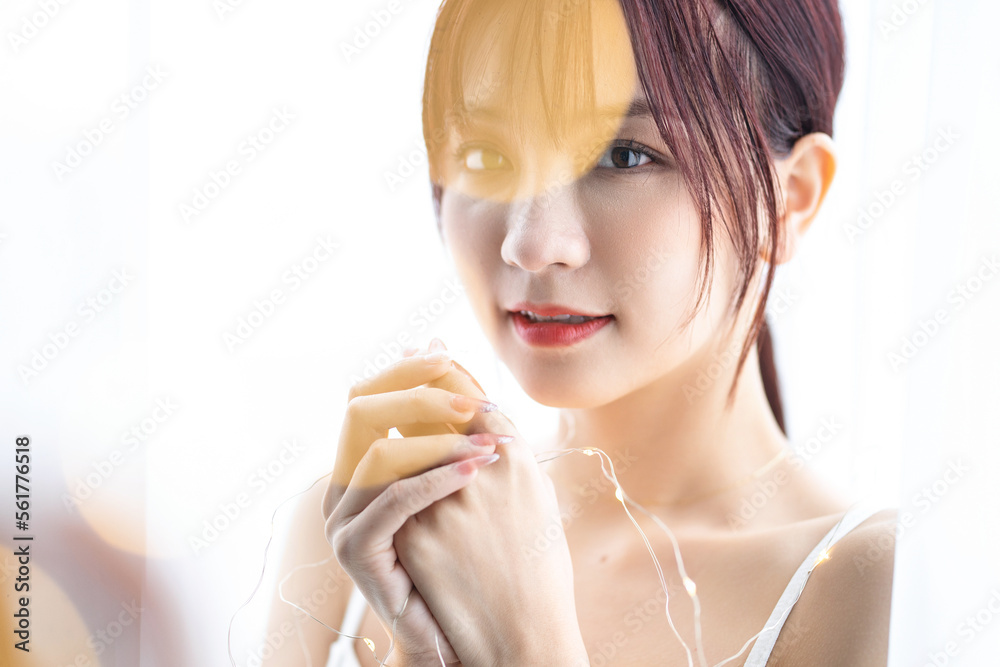 Beauty image of young Asian woman at home in the morning Beauty image of young Asian woman at home in the morning