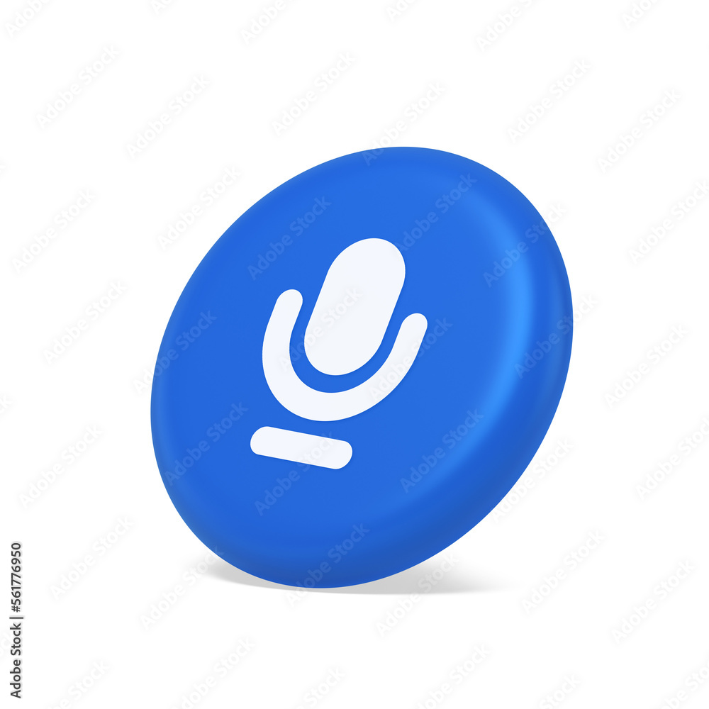 Microphone sound live recording button web app design radio music broadcasting 3d side view icon Microphone sound live recording button web app design radio music broadcasting 3d side view icon