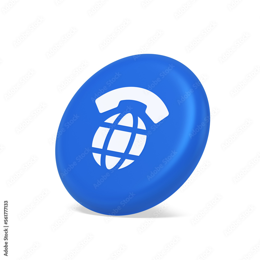 Global phone communication button internet telephone connection 3d isometric realistic icon Global phone communication button internet telephone connection 3d isometric realistic icon