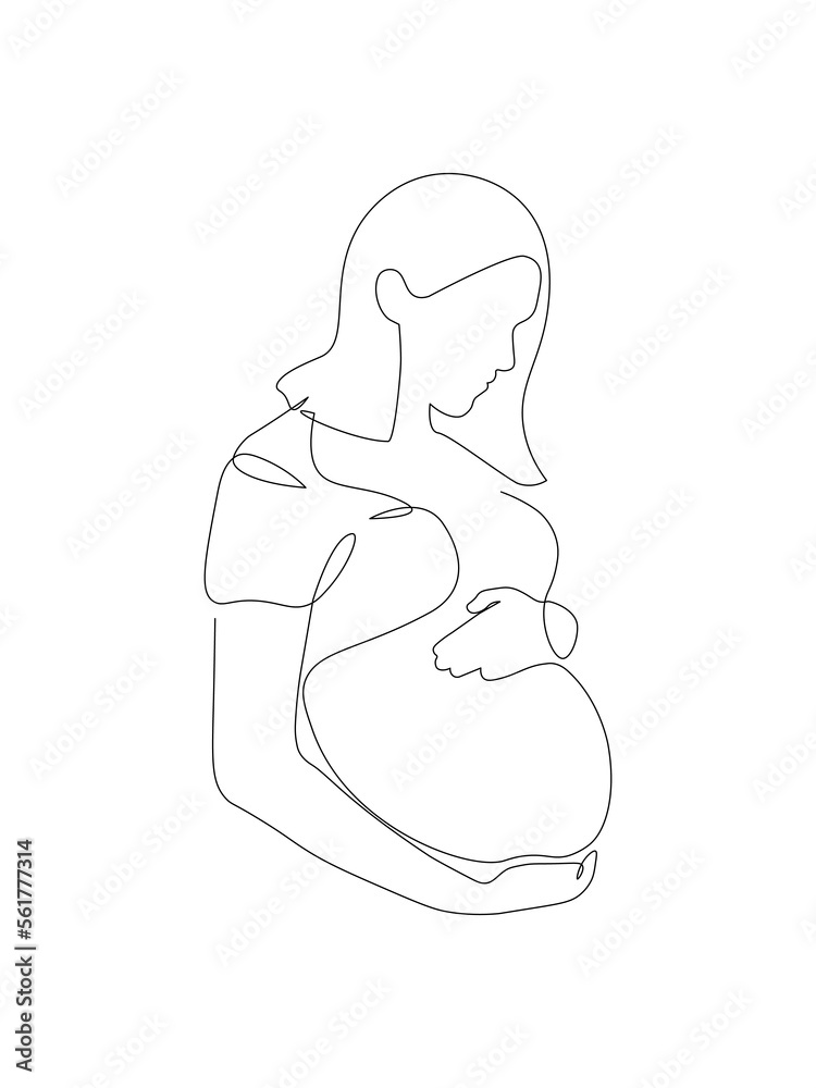 One line pregnant woman icon. Single line illustration of a woman waiting for baby One line pregnant woman icon. Single line illustration of a woman waiting for baby