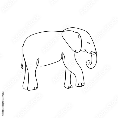 Vector line art of elephant 