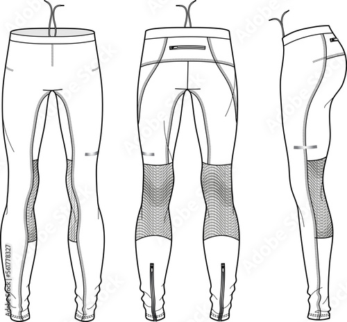 UNISEX BOTTOM WEAR SKIN TIGHT LEGGING FRONT AND BACK FASHION FLAT DESIGN VECTOR