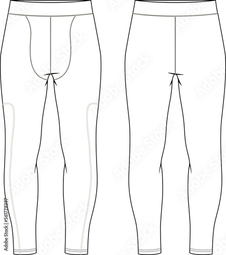 UNISEX BOTTOM WEAR SKIN TIGHT LEGGING FRONT AND BACK FASHION FLAT DESIGN VECTOR