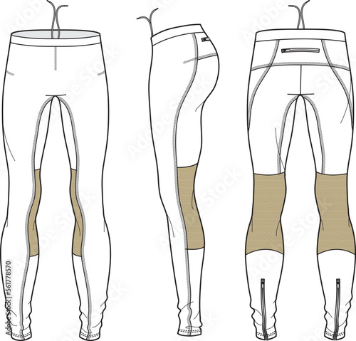 UNISEX BOTTOM WEAR SKIN TIGHT LEGGING FRONT AND BACK FASHION FLAT DESIGN VECTOR