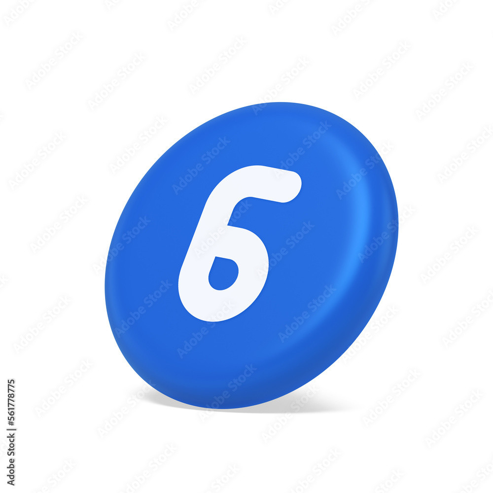 Six blue button number calculator finance counting user interface keyboard panel 3d side view icon Six blue button number calculator finance counting user interface keyboard panel 3d side view icon