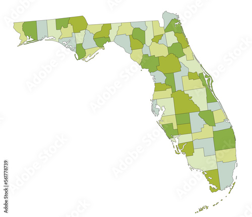 Highly detailed editable political map with separated layers. Florida