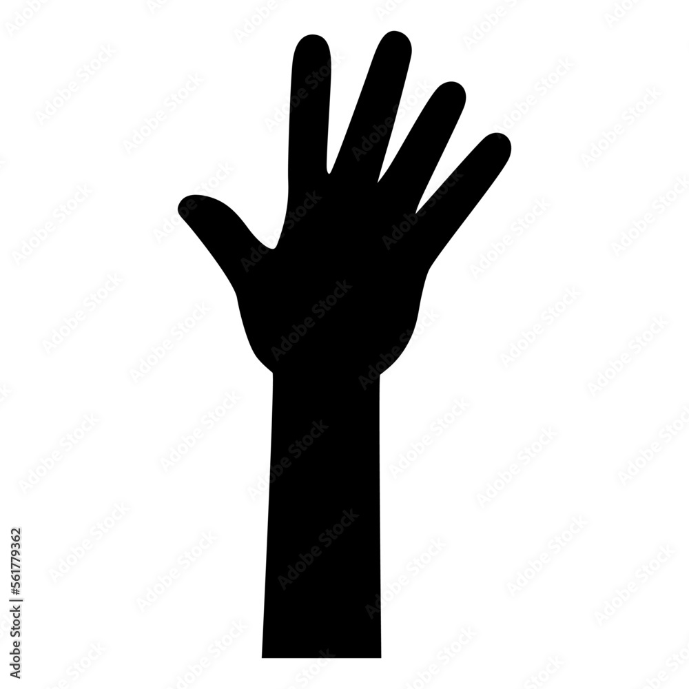 Raised hands icon vector. Hands up illustration sign. palm symbol or logo.