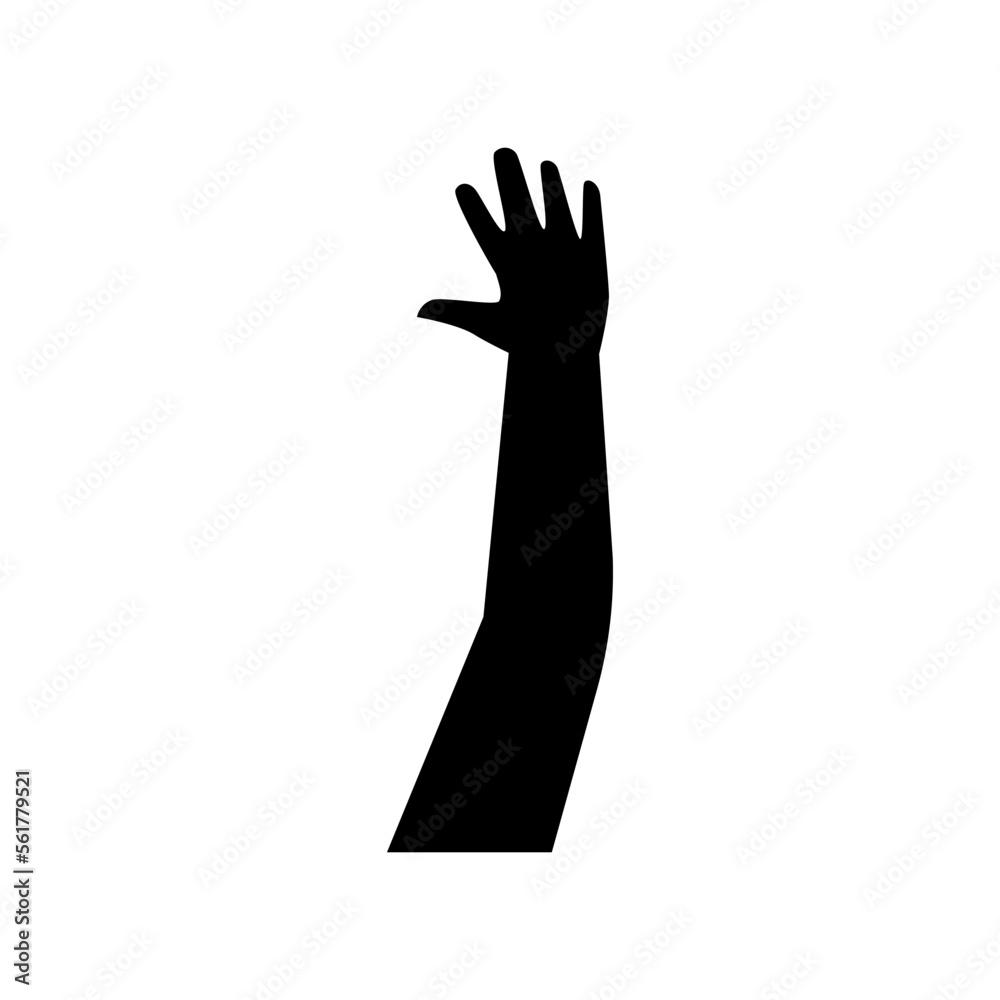 Raised hands icon vector. Hands up illustration sign. palm symbol or logo.