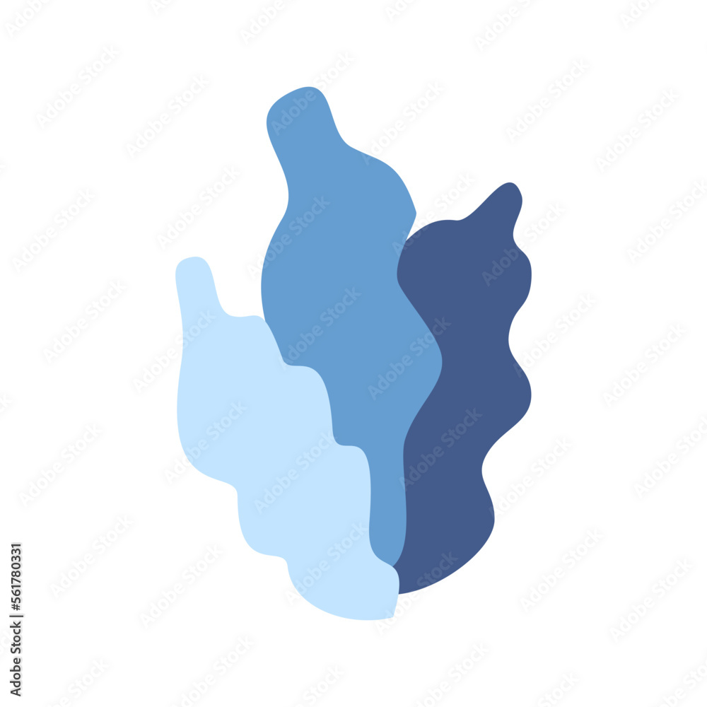 Vector blue algae in flat design. Cute wavy water plant. Sea grass. Vector blue algae in flat design. Cute wavy water plant. Sea grass.