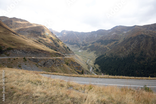 serpentine road in the highlands on a sunny day. road in the mountains Transfagarash  Romania