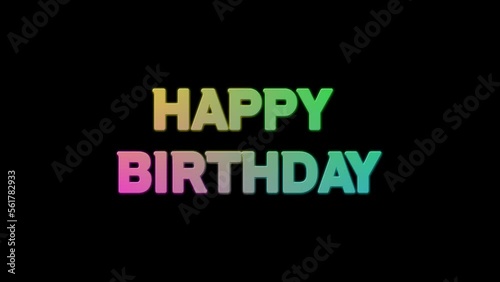 Happy birthday message with various colors and effects