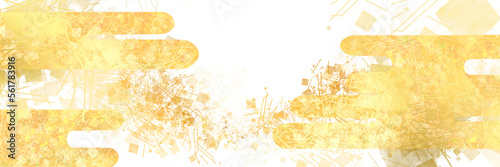 平安美術風の金銀砂子と和風雲背景のおめでたいお正月イラスト透過背景 photo