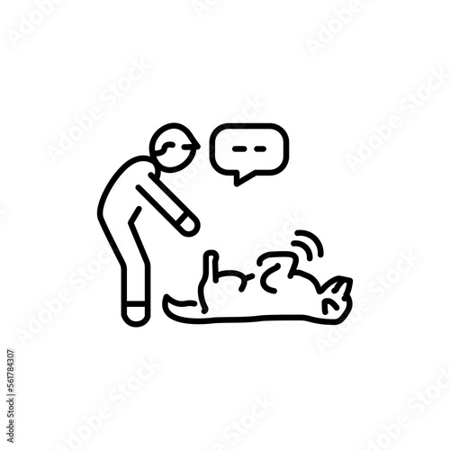 Spin command color line icon. Dog training.
