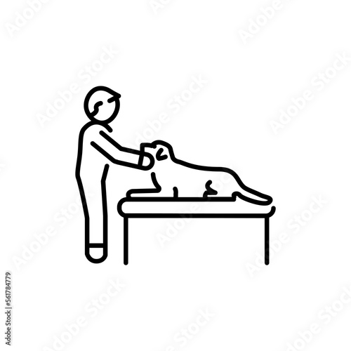 Medical examination of the pet color line icon. Dog training.