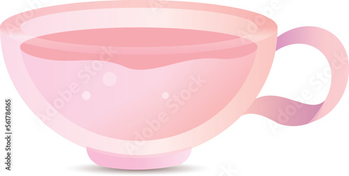 Pink Glass Gradient Tea cup Transparent