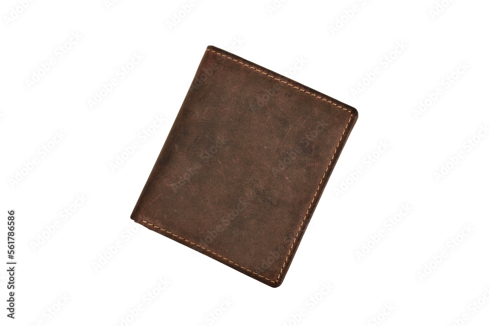 Folded leather wallet isolated on white background with clipping path Folded leather wallet isolated on white background with clipping path