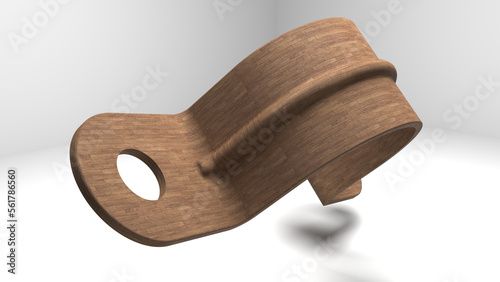 Fototapeta Naklejka Na Ścianę i Meble -  Wooden Omega Clamp. black clamp. Mechanical part. isolated on white. 3d rendering