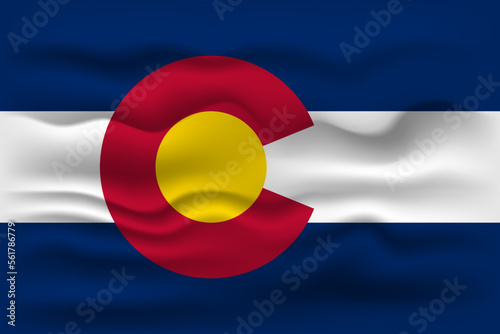 Waving flag of the Colorado state. Vector illustration.