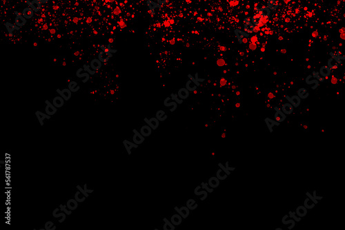 Black background with drops, dots, blots, megumi and dust. Red. photo