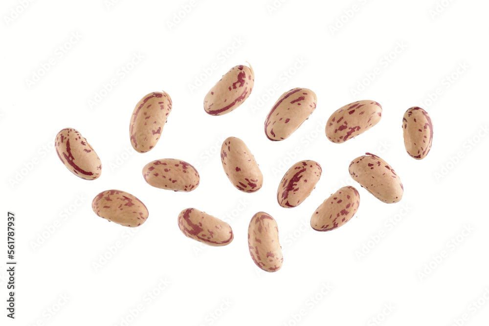 Obraz premium Top view of uncooked kidney beans isolated on white background