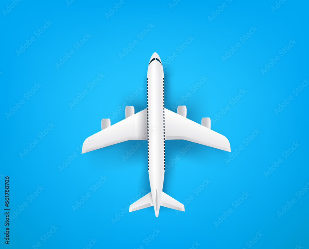 Aircraft model on blue background. 3d vector illustration Aircraft model on blue background. 3d vector illustration