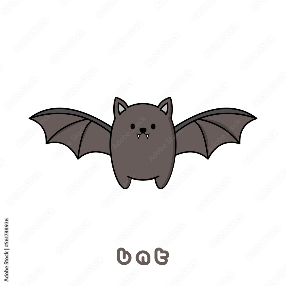 Obraz premium Vector illustration of cute bat cartoon isolated on white background