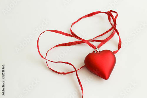 Red Heart on white background for valentine's day