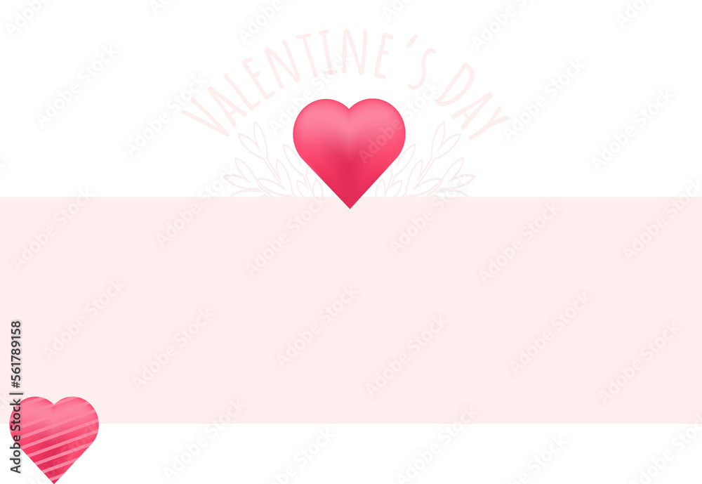 Valentines day sale social media pink banner elements with hearts. Instagram, facebook template. Frame border wedding invitation transparent background