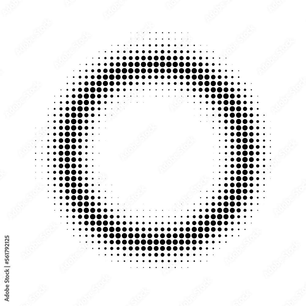 Halftone dotted frame with blur. Simple ornament with circular frame effect with creative artistic vector minimalism