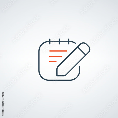 Fill the form linear icon. Edit office symbol, taking notes, questionnaire icon. Stock vector illustration isolated on white background.