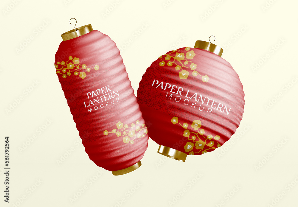 Floating Paper Lanterns Mockup Stock Template Adobe Stock