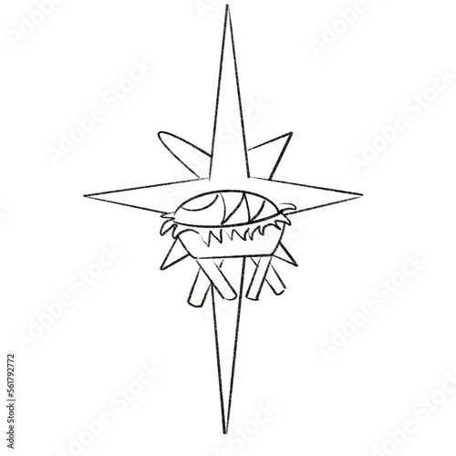 Sketch baby jesus in a manger