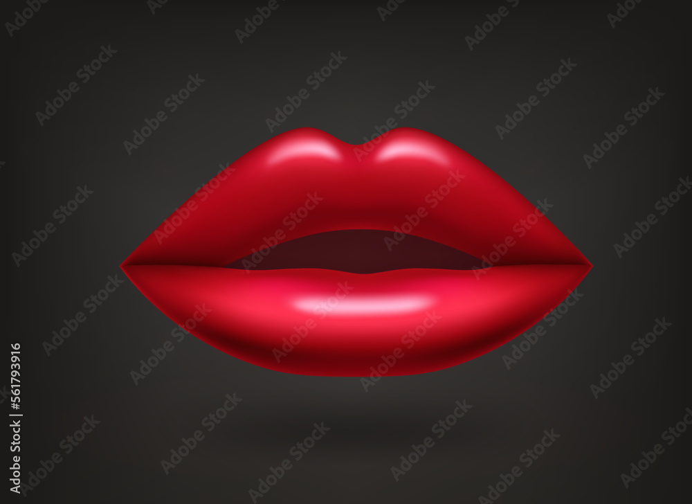 Red lips with opened mouth. 3d style vector illustration Red lips with opened mouth. 3d style vector illustration