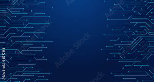 Modern technology circuit board texture background. Futuristic blue circuit board background. Quantum computer technology. Vector illustration