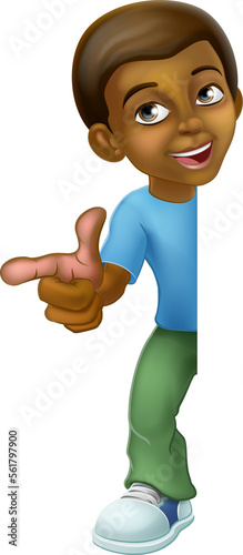 Black Boy Cartoon Child Kid...