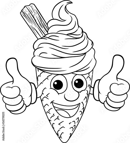 Ice Cream Cone Cartoon Char...