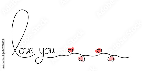 Valentine's Day card decoration. Linear hearts. The inscription I love you with hearts on an isolated background. Love concept. Vector EPS 10