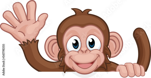Photography Monkey Cartoon Animal Behind Sign Waving