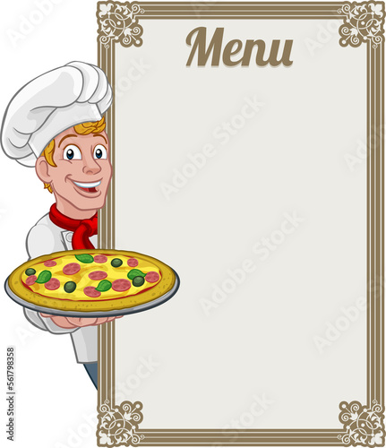 Pizza Chef Cook Cartoon Man...