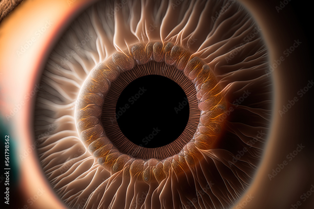 Up close, a human eye. Generative AI