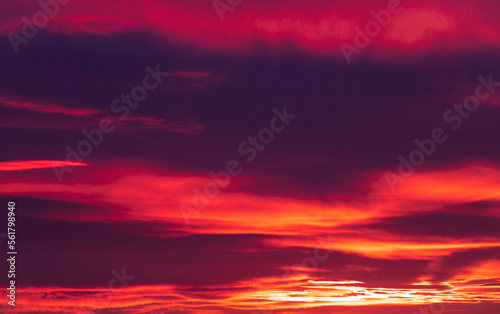 Sunset sky, orange and pink clouds