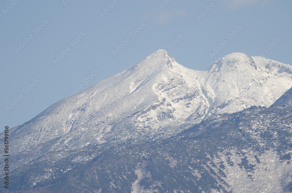 Snowy Mount Io in Shiretoko National Park. Shiretoko Peninsula. Hokkaido. Japan.